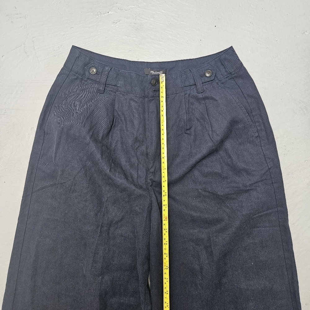 Madewell Palazzo Wide Legged Relaxed  Pants Lenin Blend True Navy Blue Sz 6 - Picture 12 of 16